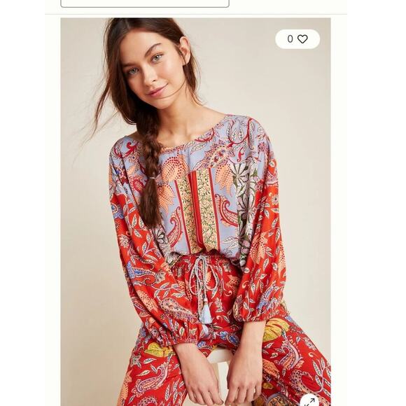 Anthropologie Boho Sonrise Paisley Top / Size-Small - Picture 10 of 12